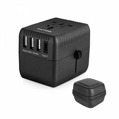 Amoner Univerzális Hálózati Adapter - 3 USB + 1 USB-C Világ Utazó Töltő - Maxihome