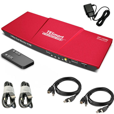 TESmart HDMI KVM Switch – 4x2 (2 PC / 2Monitor), DP, 4K@60Hz, USB 2.0 - Maxihome