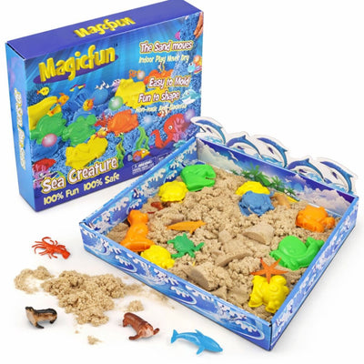 Magicfun 3D Kinetikus Homok Szett - Tengeri Állatok Formákkal, Kreatív Fejlesztő Játék Gyerekeknek - Maxihome