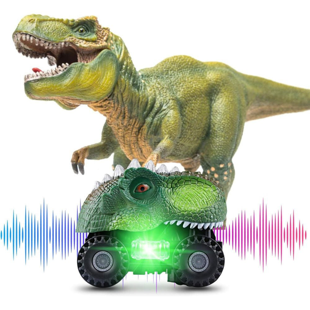 Tencoz zöld T-rex dinoszaurusz játékautó világító LED-del és hanghatással
