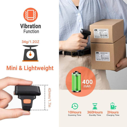 Tera Ergonomikus Gyűrűs Vonalkódolvasó – 1D & 2D QR, Bluetooth / 2.4G / USB Csatlakozás - Maxihome