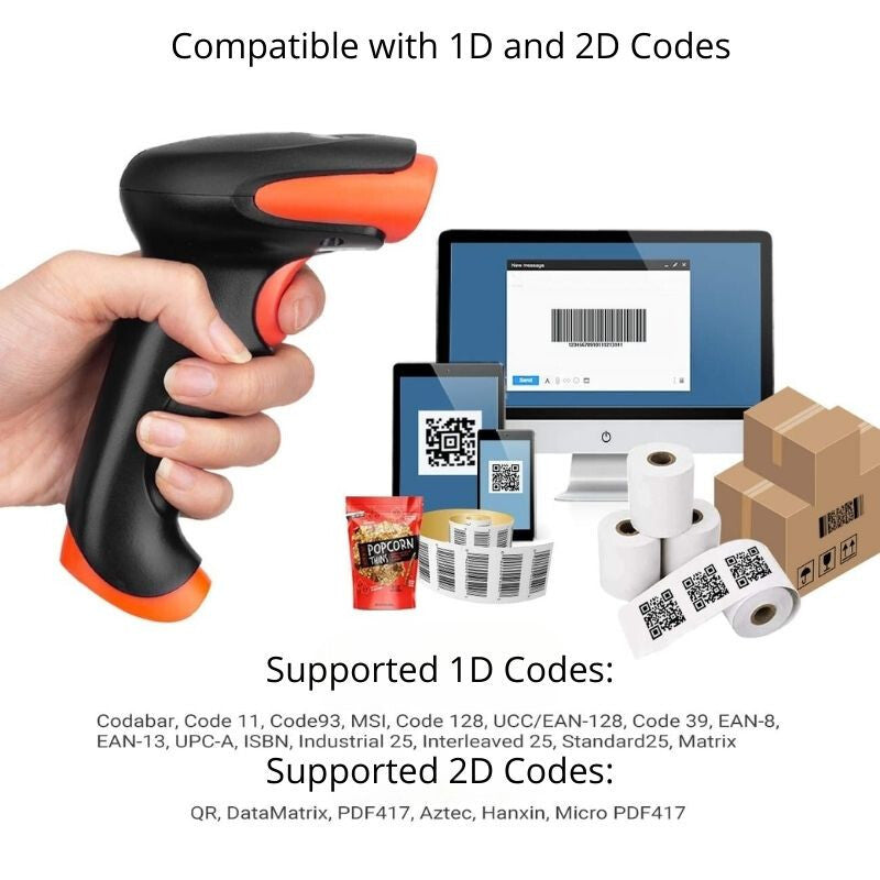 Tera 2D/1D Vonalkódolvasó Állvánnyal - Vezetékes és Vezeték Nélküli, USB Csatlakozás, Gyors Beolvasás - Maxihome