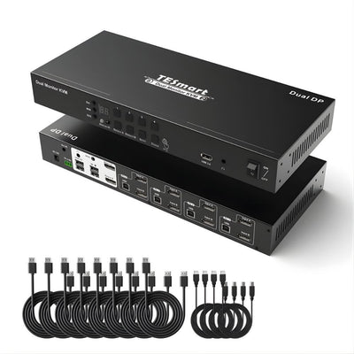 TESmart Dual Monitor DisplayPort KVM Switch – 8x2 (4 PC, 2 Monitor) 4K@60Hz, EDID, Hot Plug, USB 2.0, Pass-Through, DCCI - Maxihome