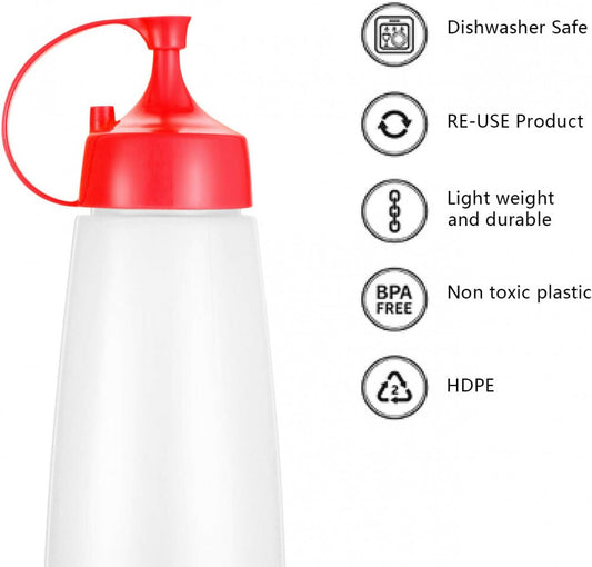 LikeSun 3 Darabos Műanyag Szószos Üveg Szett – 550 ml Adagolóflakon Öntetekhez és Szószokhoz - Maxihome
