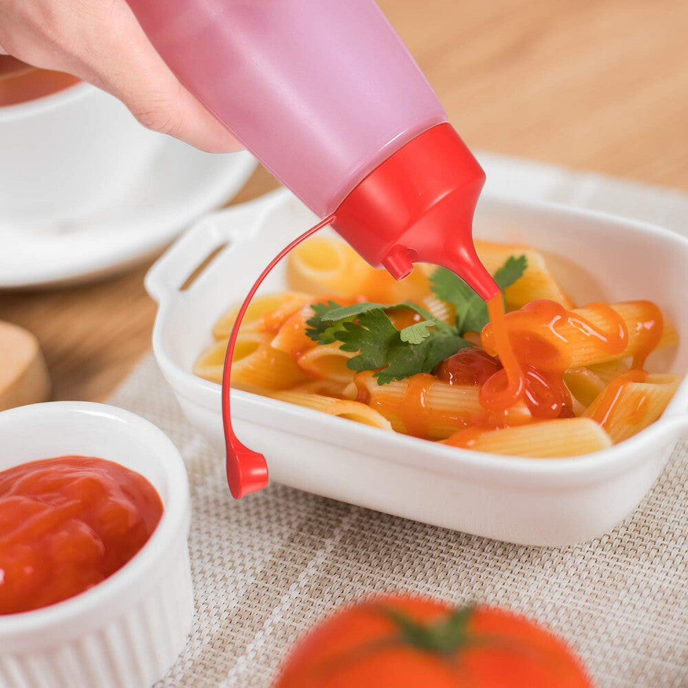 LikeSun 3 Darabos Műanyag Szószos Üveg Szett – 550 ml Adagolóflakon Öntetekhez és Szószokhoz - Maxihome