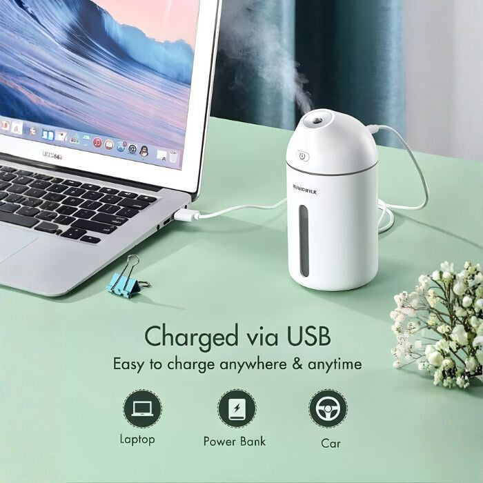 Homasy Hordozható Mini Párásító, 320 ml-es (Fehér) - Maxihome