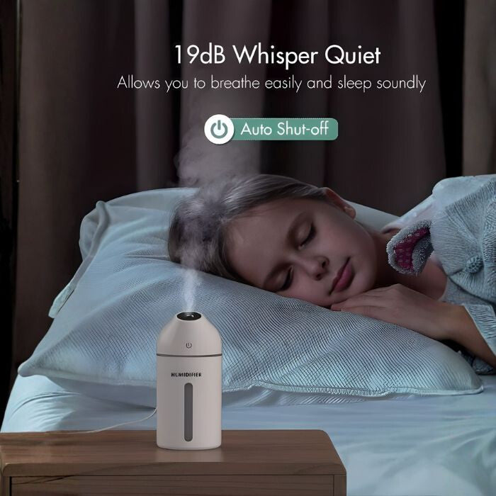Homasy Hordozható Mini Párásító, 320 ml-es (Fehér) - Maxihome