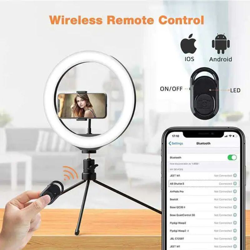 Jeemak PC50 Körfény Szett – LED Selfie Lámpa Állvánnyal és Telefontartóval - Maxihome