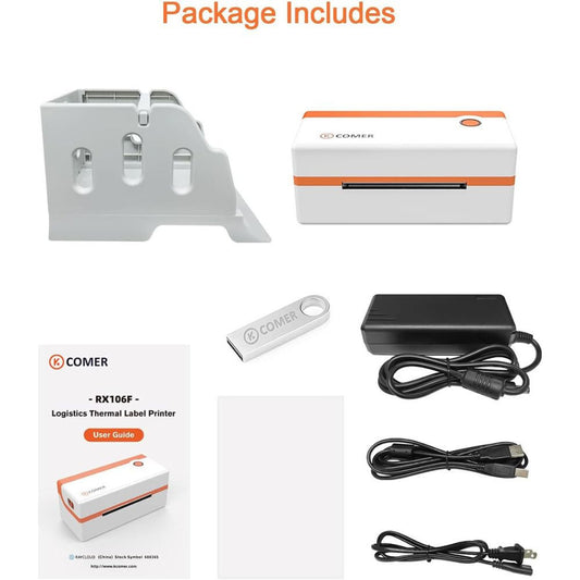 K‑COMER RX106F Hőnyomtatós Címkenyomtató USB – 10×15 cm Címkékhez, 150 mm/s, 203 Dpi - Maxihome