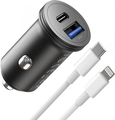USB-C Autós Töltőadapter - 43W, 2 Portos Gyorstöltő Telefonhoz és Tablethez - Maxihome