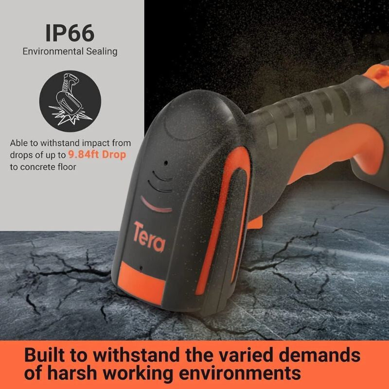 Tera L8100 Vezeték Nélküli 1D Vonalkódolvasó - USB, Gyors Szkennelés, Narancssárga - Maxihome