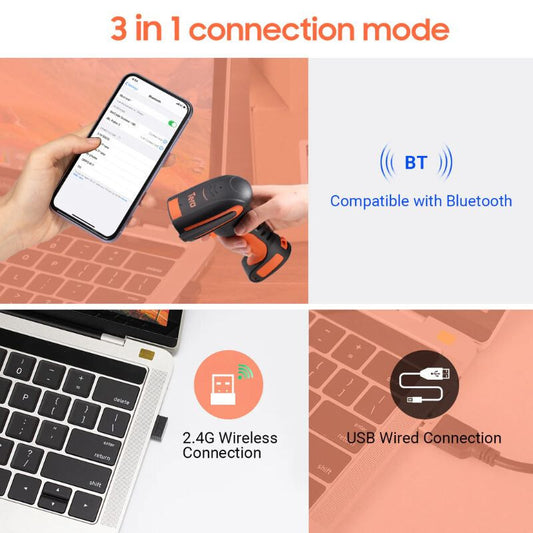 Tera L8100 Vezeték Nélküli 1D Vonalkódolvasó - USB, Gyors Szkennelés, Narancssárga - Maxihome