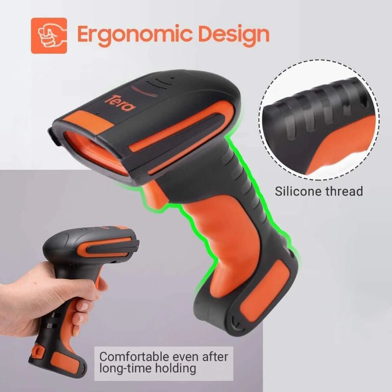 Tera L8100 Vezeték Nélküli 1D Vonalkódolvasó - USB, Gyors Szkennelés, Narancssárga - Maxihome