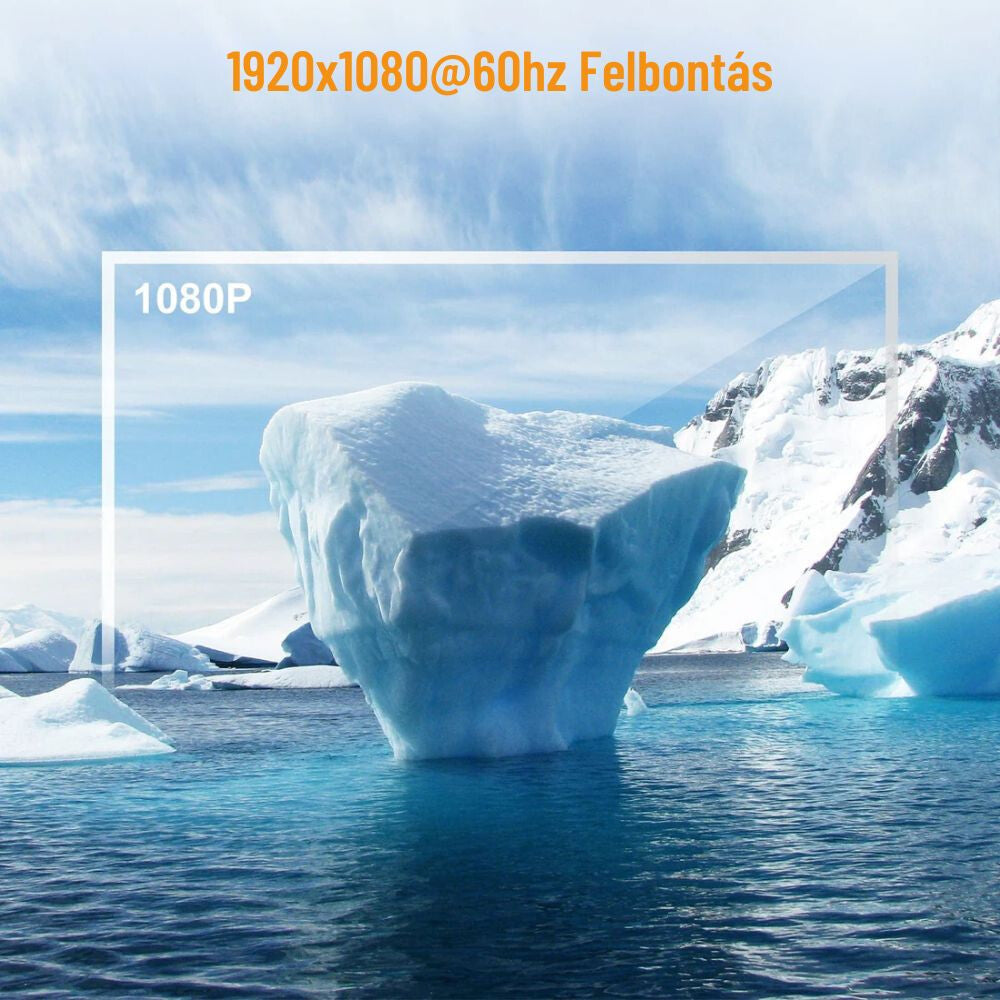 1920×1080 60 Hz felbontás szemléltetése jégheggyel az HDMI extender képminőségéhez