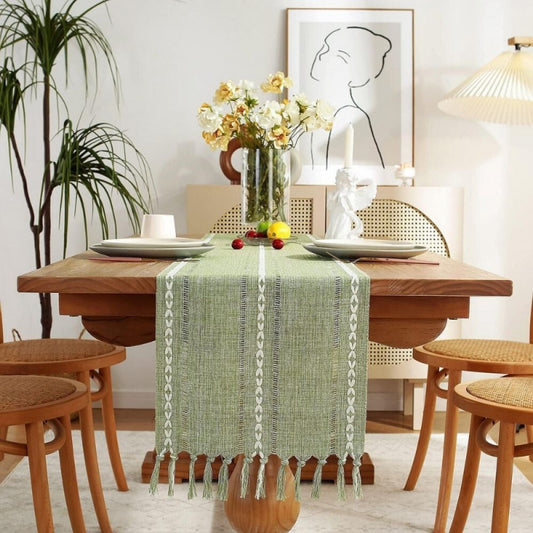 LOMOHOO Zöld Poliészter Asztali Futó – 240×33 cm Dekoratív Asztali Terítő - Maxihome