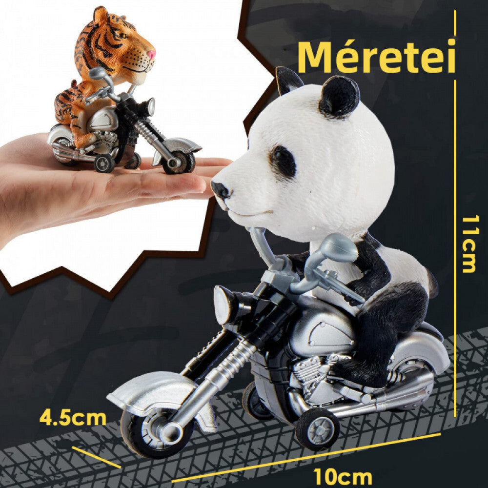 BDream motoros panda figura méretei 10 × 11 × 4,5 cm, tigris egy tenyéren