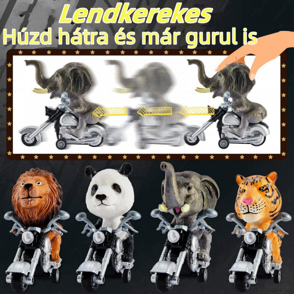 BDream lendkerekes motoros állatok hátrahúzás után gurulnak, mind a 4 figura