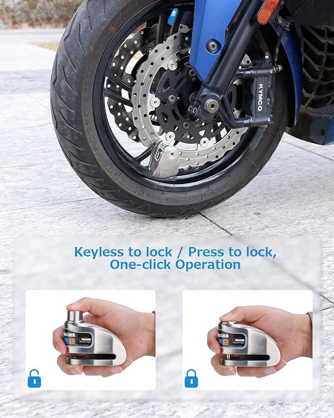 Oasser Motor Tárcsafékzár Riasztóval - 120 dB Hangos Riasztás, Biztonsági Zár - Maxihome