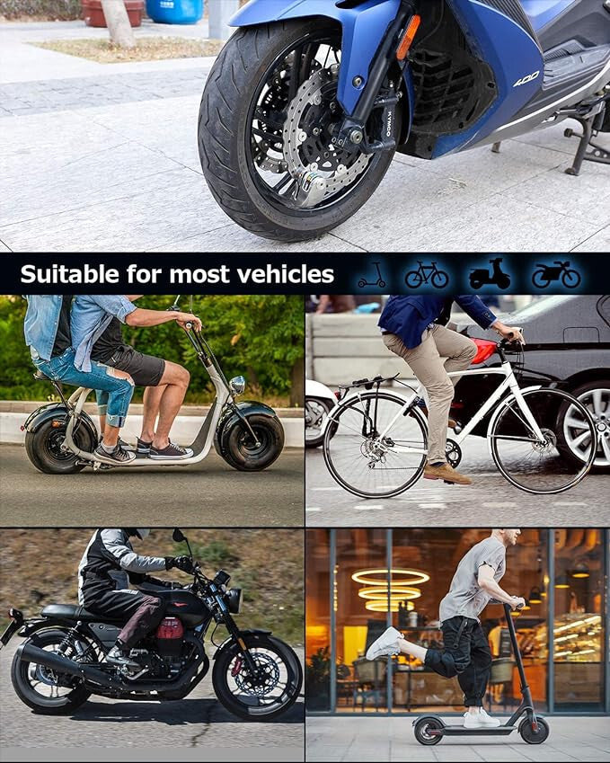 Oasser Motor Tárcsafékzár Riasztóval - 120 dB Hangos Riasztás, Biztonsági Zár - Maxihome