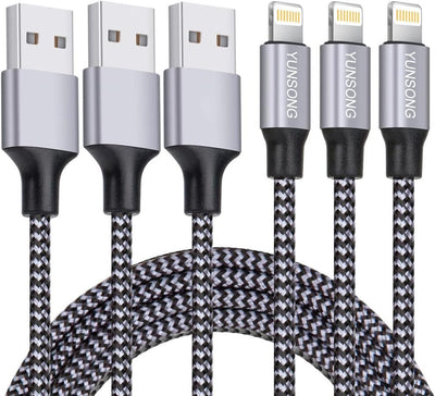 MFi-Tanúsítvánnyal Rendelkező iPhone 1m-es Nylon Fonott Györstöltő USB Kábel 3db - Maxihome