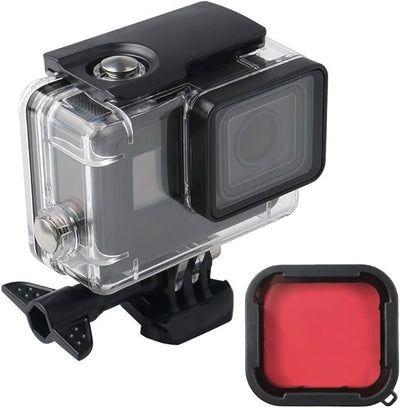 Lupholue GoPro Vízálló Átlátszó Tok 50 m-ig - Piros Szűrős Búvártok Víz Alatti Felvételekhez - Maxihome