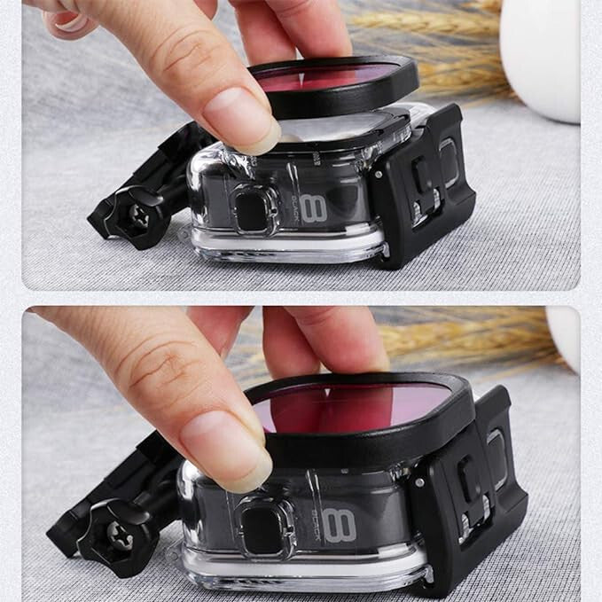 Színszűrő felhelyezése a GoPro tokra két lépésben, kézzel rápattintva