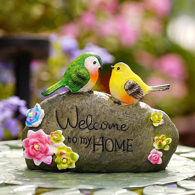 JeeYee Kültéri Napelemes Madaras Szolár Díszlámpa "Welcome to My Home" Felirattal - Kerti LED - Maxihome