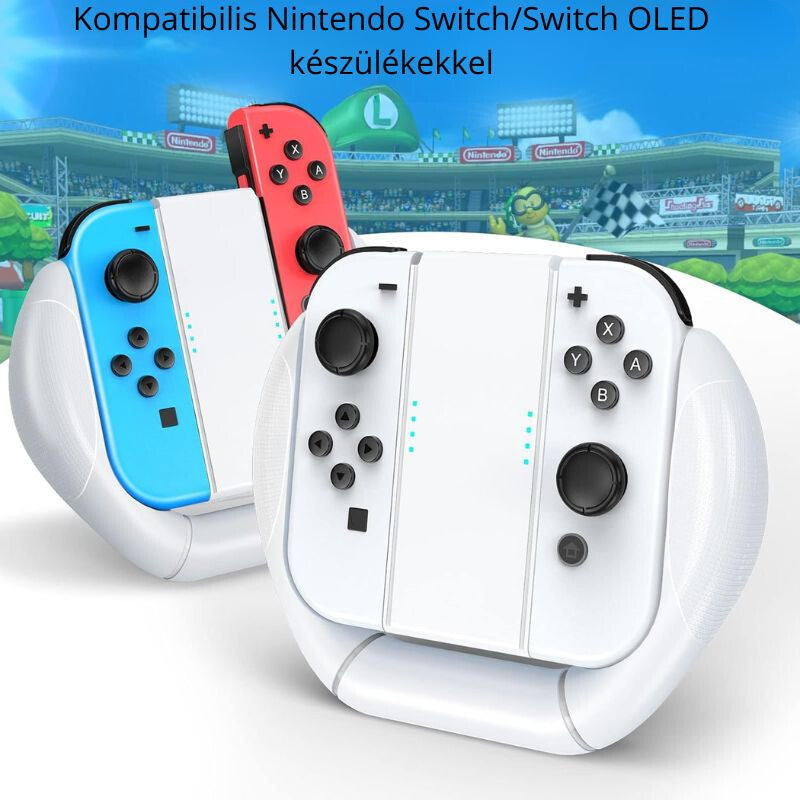Fehér Joy-Con markolat Nintendo Switch és Switch OLED kontrollerekkel