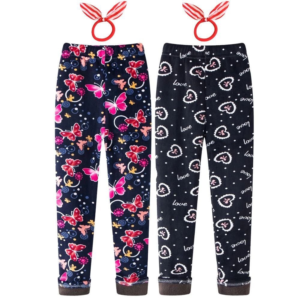 Adorel Téli Polár Gyermek Leggings Szett (2 db) – Pillangó és Szívecske Mintával
