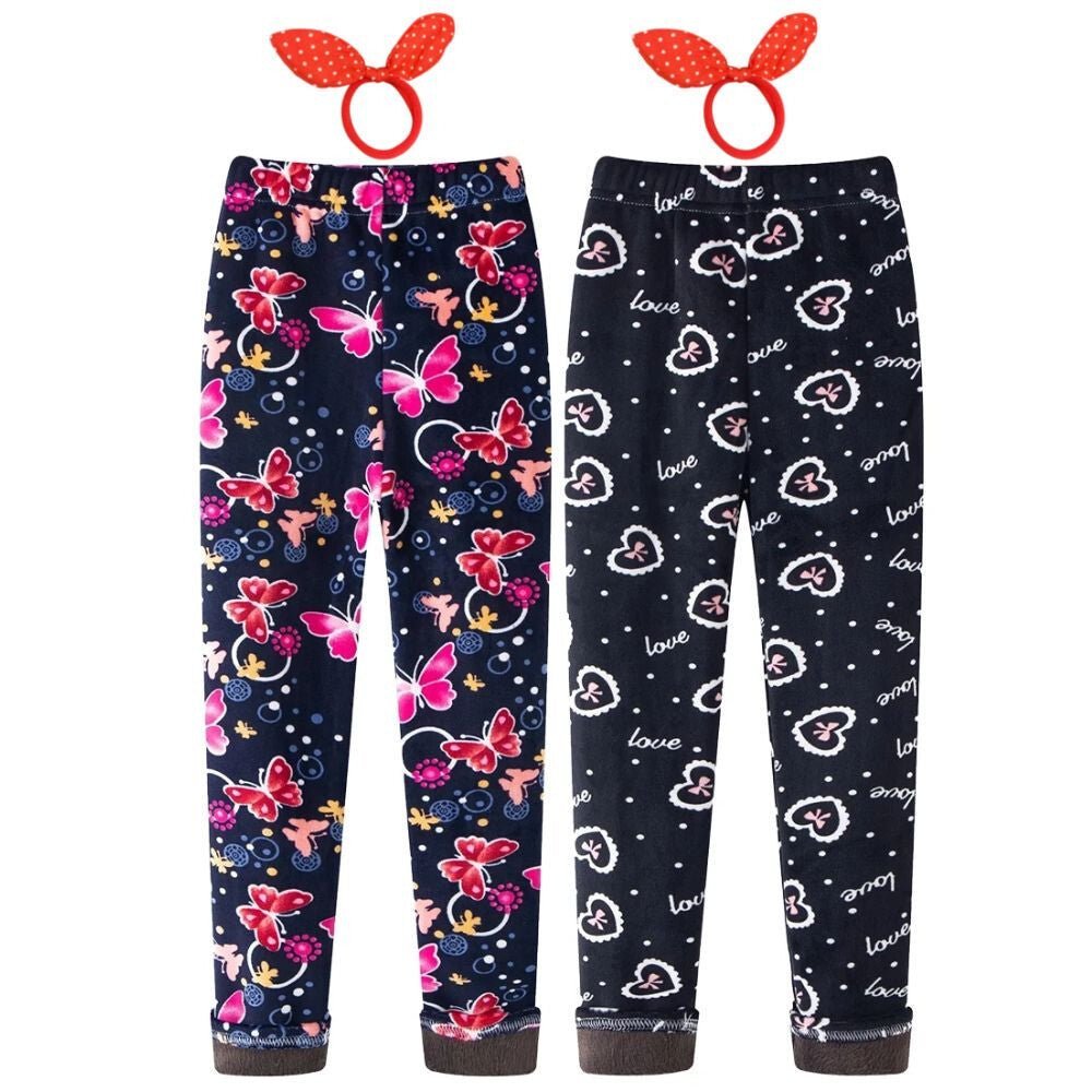 Adorel Téli Polár Gyermek Leggings Szett (2 db) – Pillangó és Szívecske Mintával