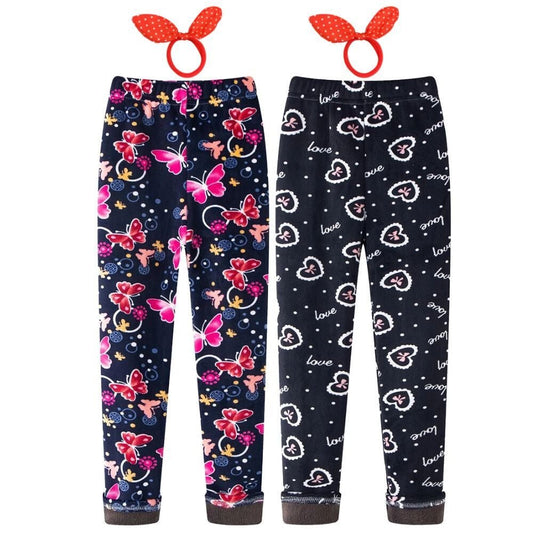 Adorel Téli Polár Gyermek Leggings Szett (2 db) – Pillangó és Szívecske Mintával