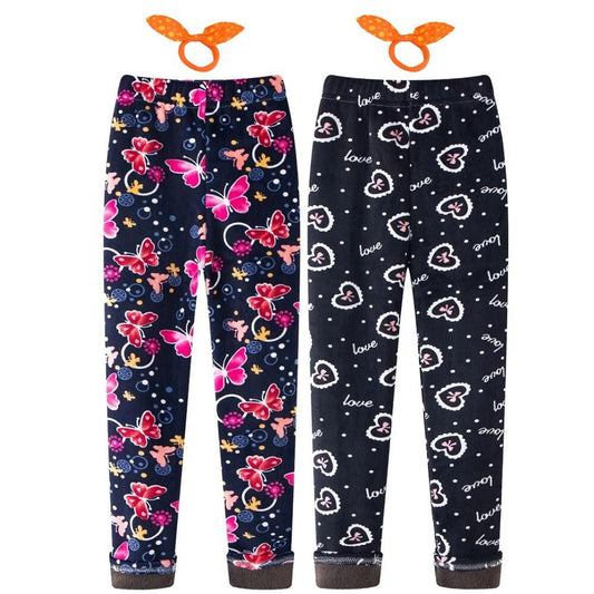 Adorel Téli Polár Gyermek Leggings Szett (2 db) – Pillangó és Szívecske Mintával
