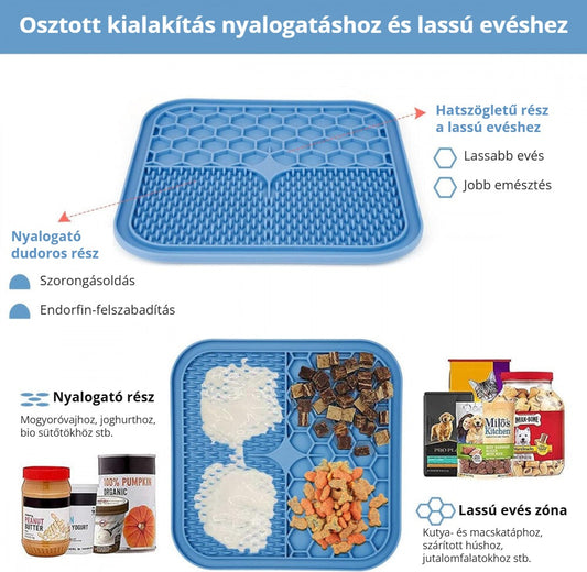 Adoric lassú etetőtál – nyalogató rész és lassú evés zóna