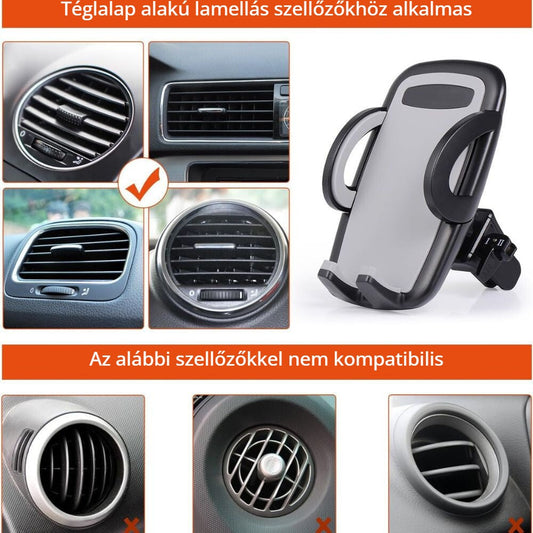 Amoner autós telefontartó – kompatibilis szellőzőrácsok
