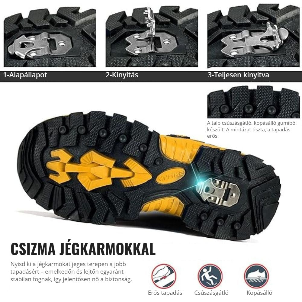 Ashion téli csizma kihajtható jégkarmokkal és csúszásgátló talppal