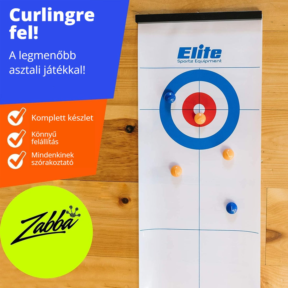 Asztali curling játék – komplett készlet, könnyű felállítás, mindenkinek szórakoztató