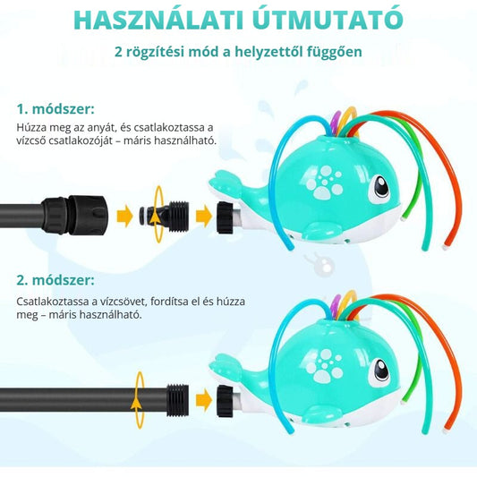 Bálnás vízspriccelő – használati útmutató, 2 rögzítési mód