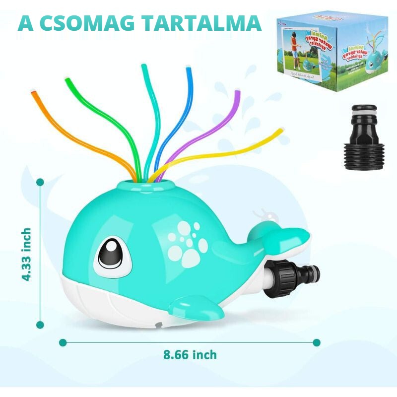 Bálnás vízspriccelő – a csomag tartalma, méretek