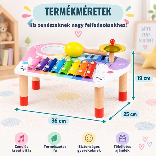BeebeeRun gyerek hangszerkészlet – termékméretek 36 x 25 x 19 cm