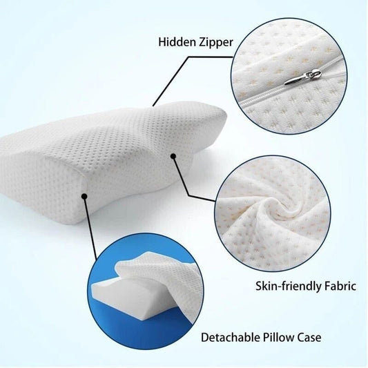 Blux Kényelmes Memóriahabos Párna Mosható Huzattal – 50×30×10/7 cm - Fehér - BShopy