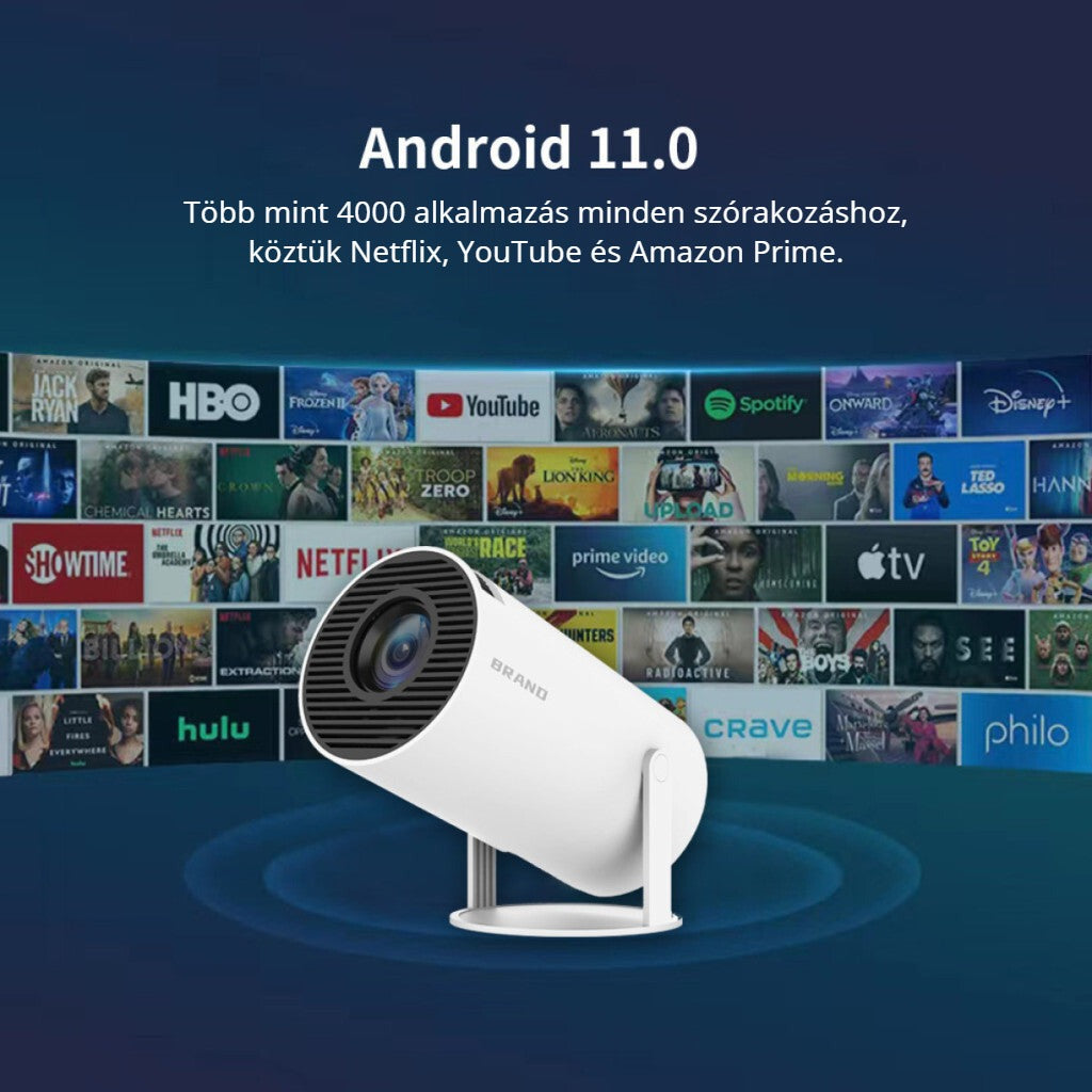 BLux mini projektor Android 11.0 rendszerrel, több mint 4000 alkalmazás