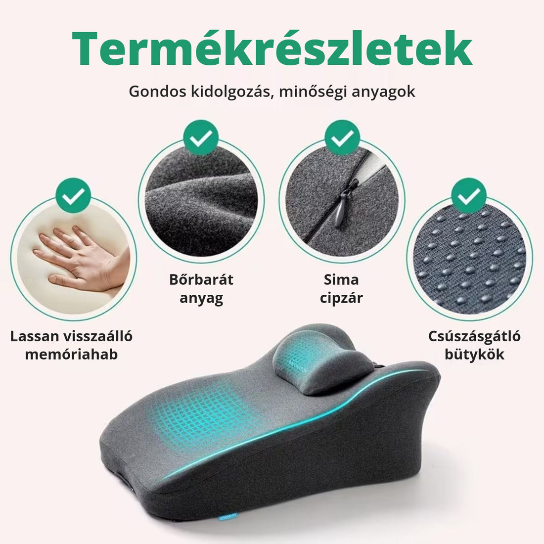 Blux memóriahabos pihenőpárna – termékrészletek