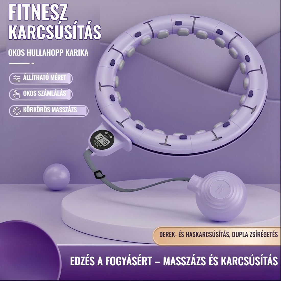 Blux súlyozott hullahopp karika – fitnesz és karcsúsítás, okos számlálás