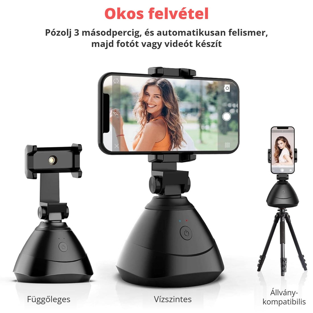 Bshy arckövető telefontartó – okos felvétel, függőleges és vízszintes állás