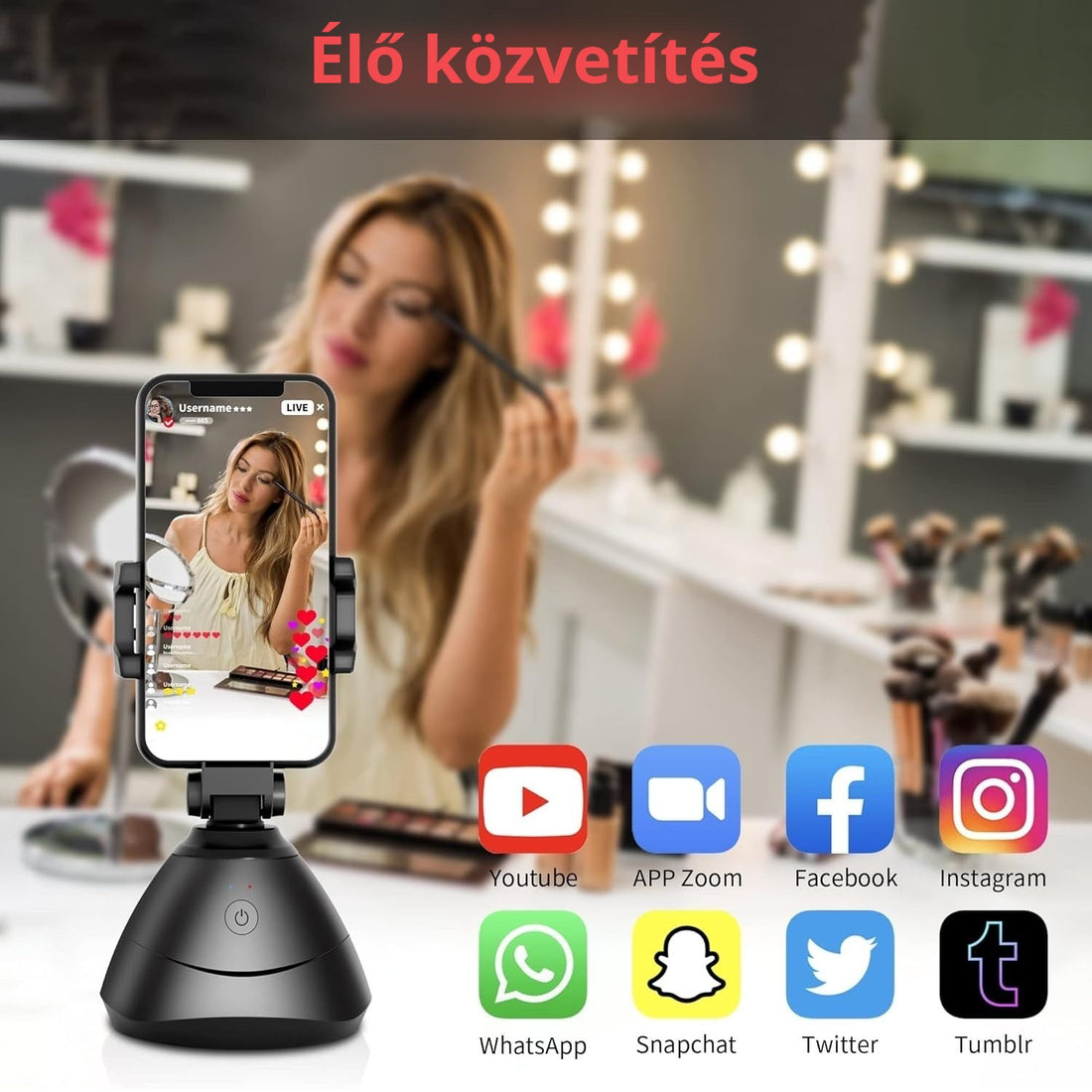 Bshy arckövető telefontartó élő közvetítéshez