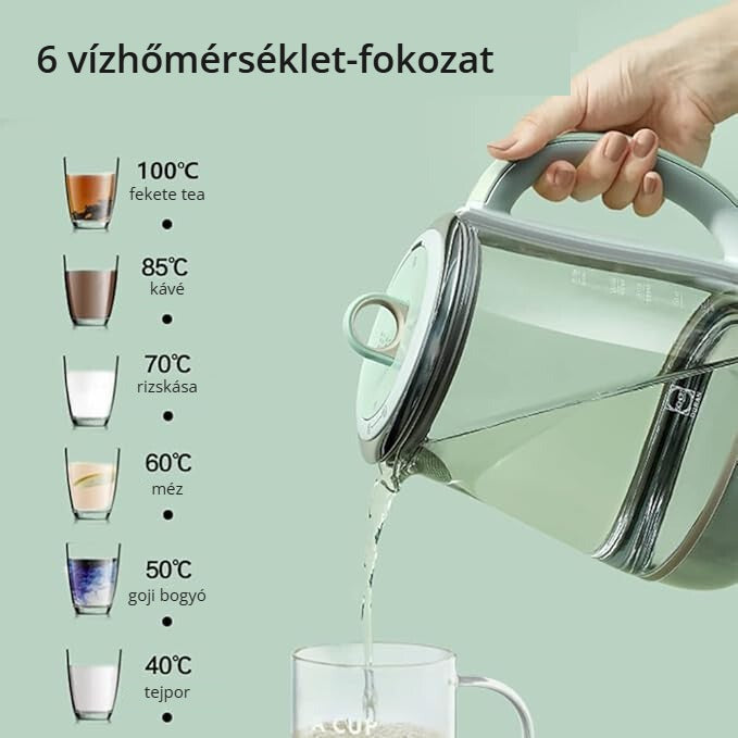 Buydeem hőfokszabályzós vízforraló – 6 vízhőmérséklet-fokozat