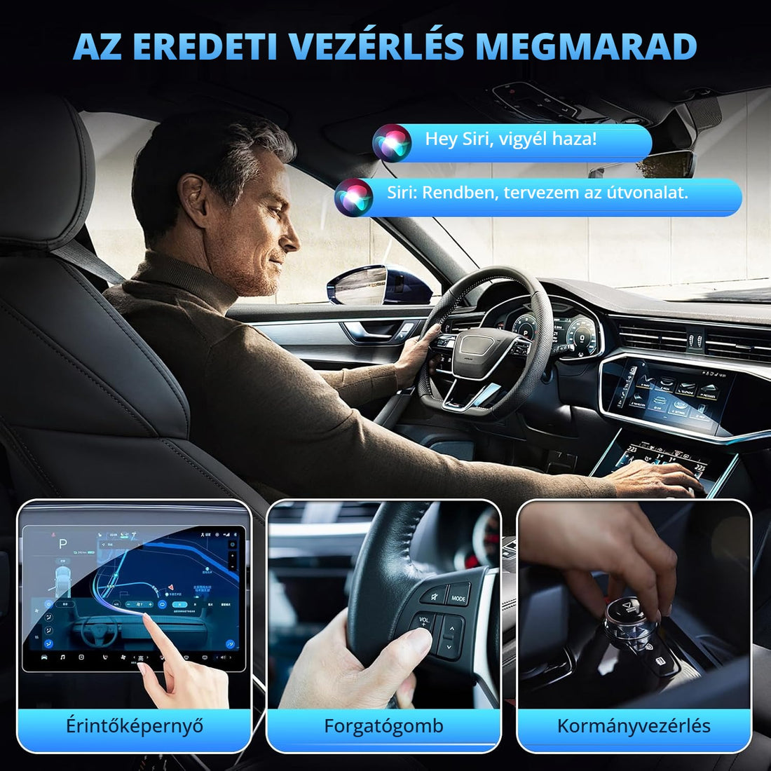 CarPlay adapter – az eredeti érintőképernyős és kormányvezérlés megmarad
