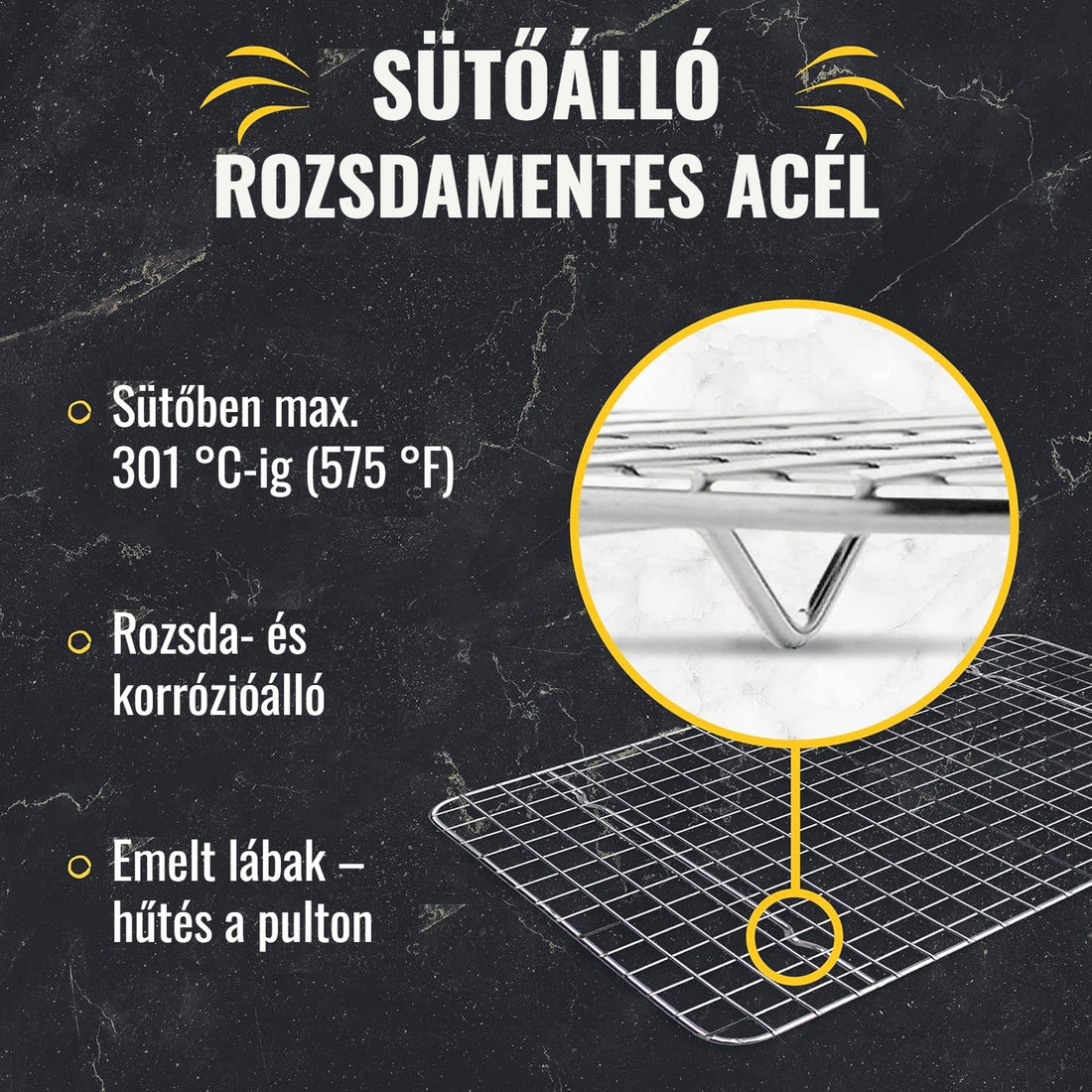 Checkered Chef sütőálló rozsdamentes acél rács