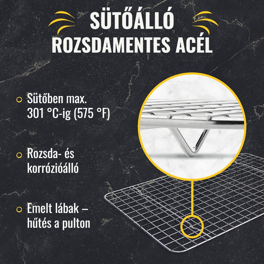 Checkered Chef sütőálló rozsdamentes acél rács