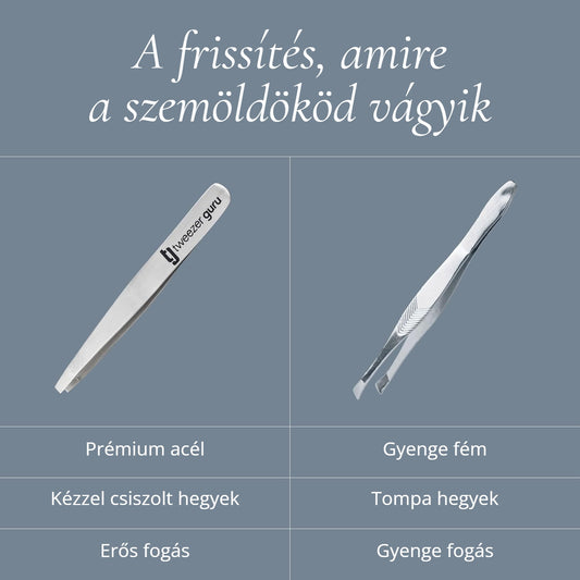 Precíziós szemöldökcsipesz prémium acélból, kézzel csiszolt hegyekkel – összehasonlítás